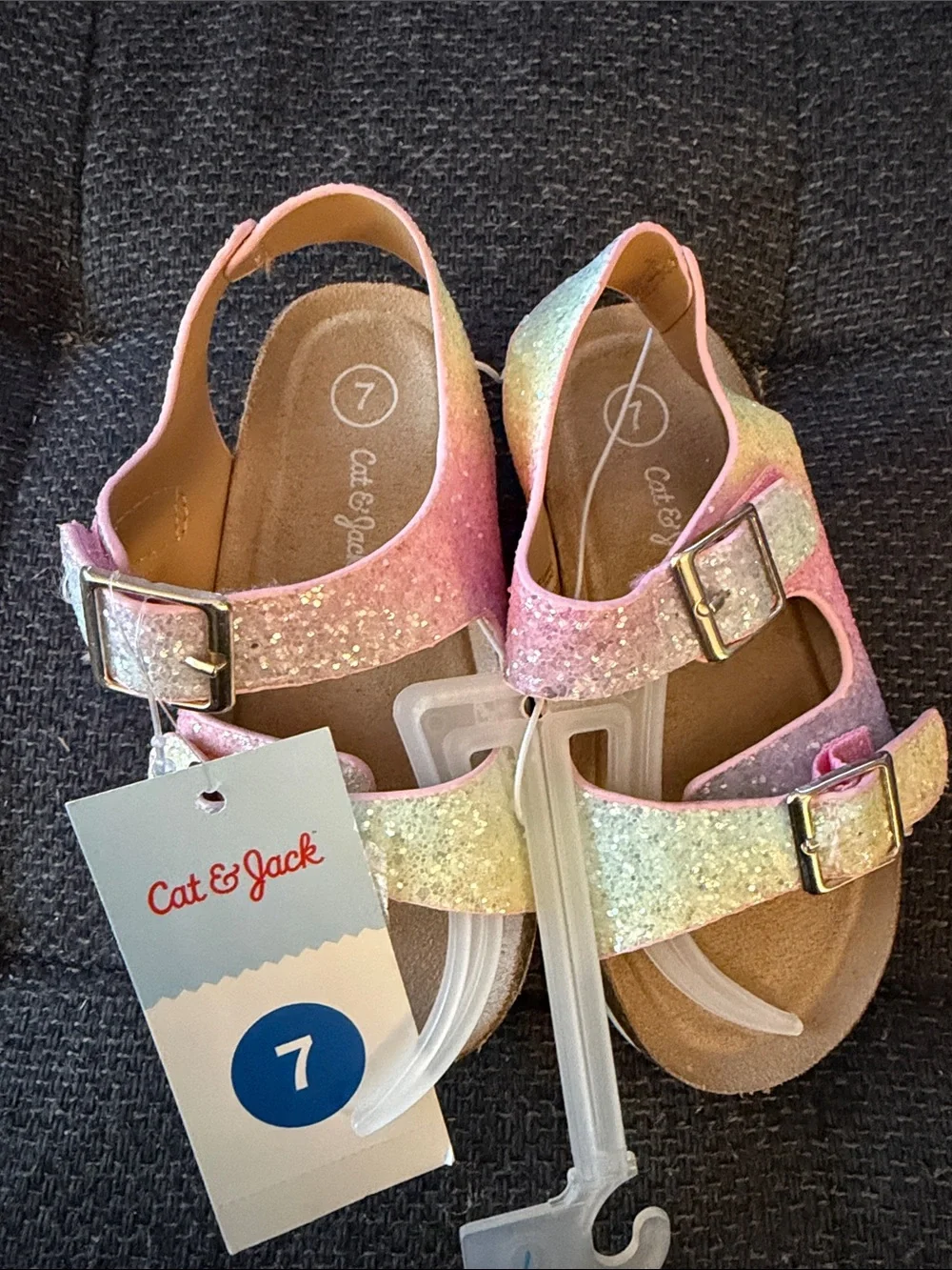 Cat & Jack Gold and Pink Glitter Toddler Adjustable Buckle Sandals